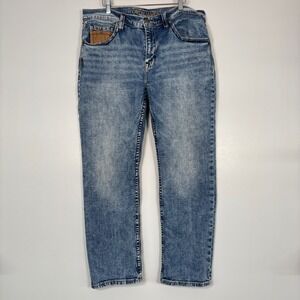 Cody James Mens Jeans 36W x 30L‎ Blue Denim Light Wash Straight Leg Stretch